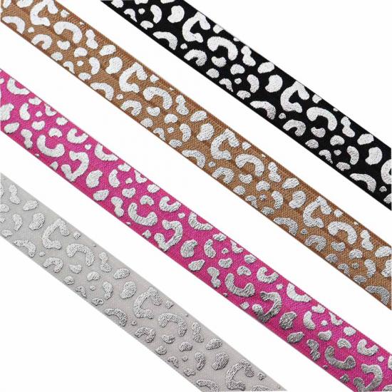 Silver Leopard printed  elastic ribbon