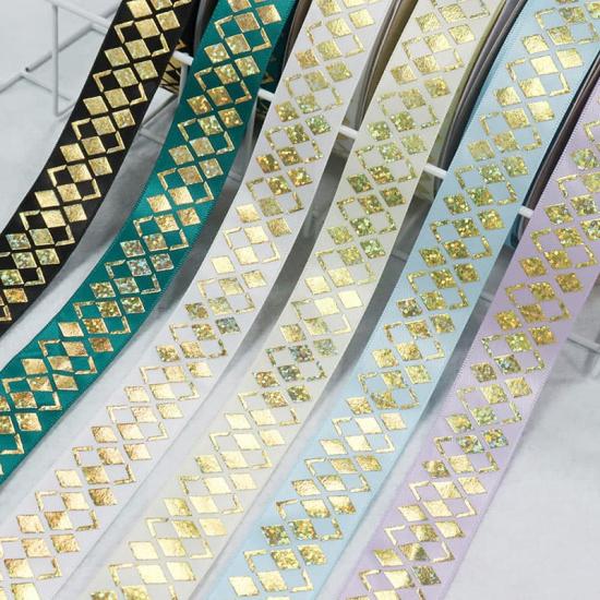 Gold Hologram Foil Polyester Satin Ribbon